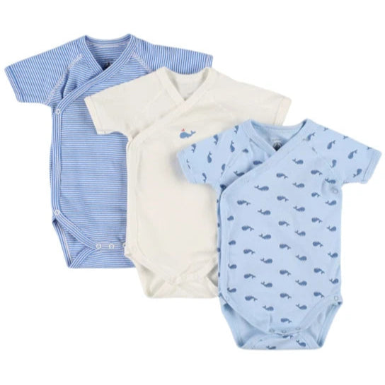 Short Sleeve Onesie 3-Pack - Blue Whales