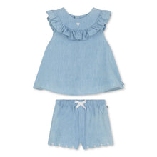 Load image into Gallery viewer, Baby Chambray Scallop Hem Shorts
