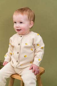Lemon Embroidered Sweater Knit Baby Cardigan (Organic Cotton)