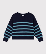 Load image into Gallery viewer, Navy and Blue Striped Sweater
