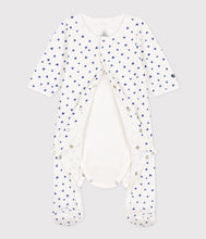 Load image into Gallery viewer, Heart Print Footie with Attached Bodysuit - Blue
