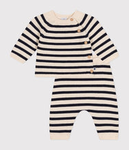 Load image into Gallery viewer, Baby 2-Piece Navy Striped Sweater and Pants Set
