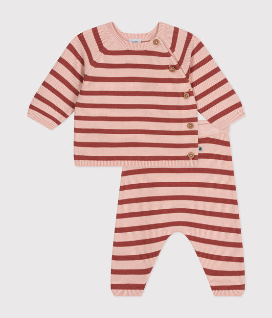 Pink Striped Sweater and Pants Set