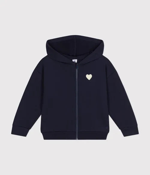 Petit Bateau Zip Hoodie with Heart Patch