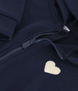 Petit Bateau Zip Hoodie with Heart Patch