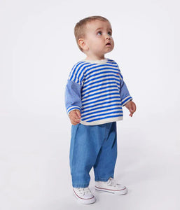 Baby Long Sleeve Striped Bright Blue Tee