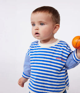 Baby Long Sleeve Striped Bright Blue Tee