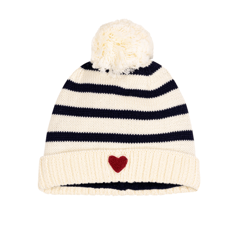 Baby Knit Stripe Hat with Heart Detail