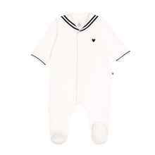 Load image into Gallery viewer, Velour Front Snap Sailor Footie
