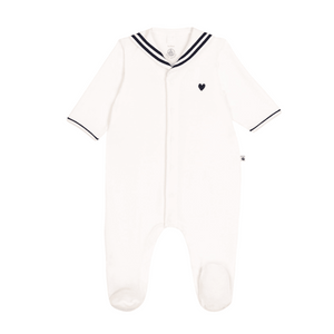 Velour Front Snap Sailor Footie