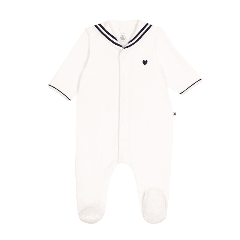 Velour Front Snap Sailor Footie