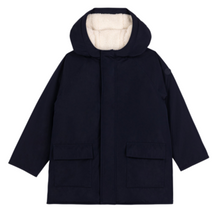 Load image into Gallery viewer, Navy Hooded Coat
