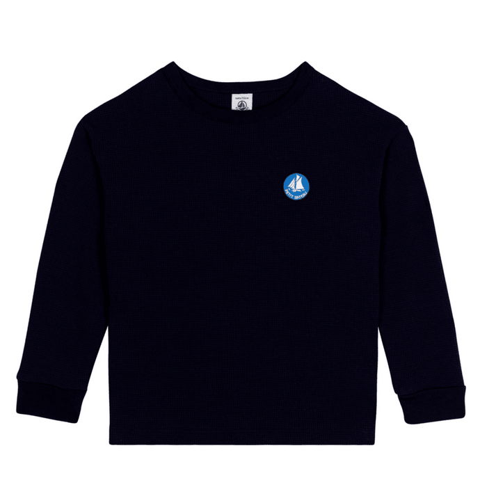 Blue long sleeve thermal tee with logo