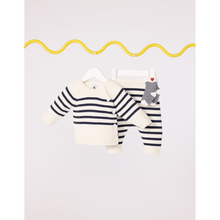 Load image into Gallery viewer, White and Navy Stripe Sweater and Pants Set
