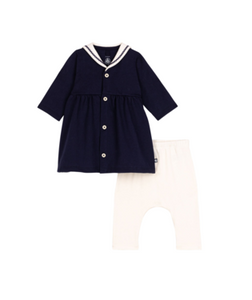 Baby Navy Sailor Dress with Leggings
