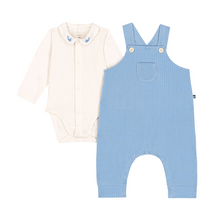 Load image into Gallery viewer, Whale Onesie and Velour Overall Set
