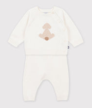 Load image into Gallery viewer, Baby 2 Piece Cream Dog Knit Sweater and Pants
