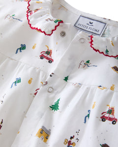 Baby Twill Madeline Romper in Holiday Town