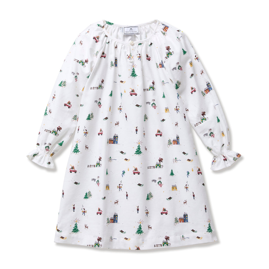 Twill Delphine Nightgown in Holiday Town