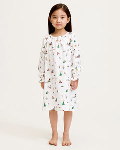 Twill Delphine Nightgown in Holiday Town