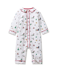 Baby Twill Cambridge Romper in Holiday Town