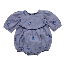 Load image into Gallery viewer, Baby Girl Blue Blossom Embroidered Rowan Bubble
