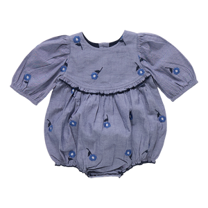 Baby Girl Blue Blossom Embroidered Rowan Bubble