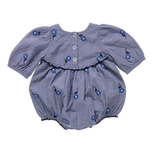 Load image into Gallery viewer, Baby Girl Blue Blossom Embroidered Rowan Bubble
