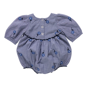 Baby Girl Blue Blossom Embroidered Rowan Bubble