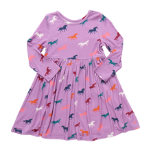 Load image into Gallery viewer, Purple Dress with horses
