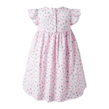 Load image into Gallery viewer, Flutter Sleeve Floral Smocked Dress
