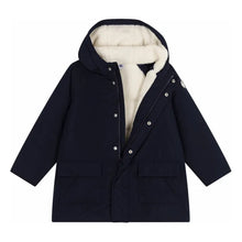 Load image into Gallery viewer, Navy Hooded Coat

