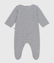 Load image into Gallery viewer, Baby Velour Front Snap Footie - Heart on Collar
