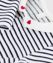 Load image into Gallery viewer, Baby Velour Front Snap Stripe Footie with Collar
