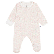 Load image into Gallery viewer, Baby Girl Front Zip Floral Footie with Collar
