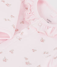 Load image into Gallery viewer, Front Snap Floral Footie with Collar
