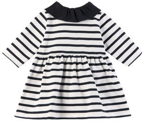 Baby Long-Sleeve Snap Front Striped Dress with Collar