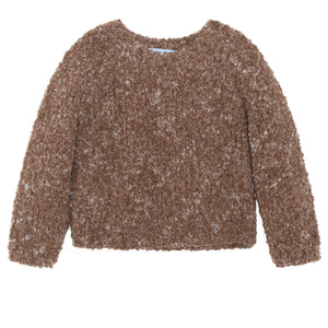 Brown textured sweater on a white background