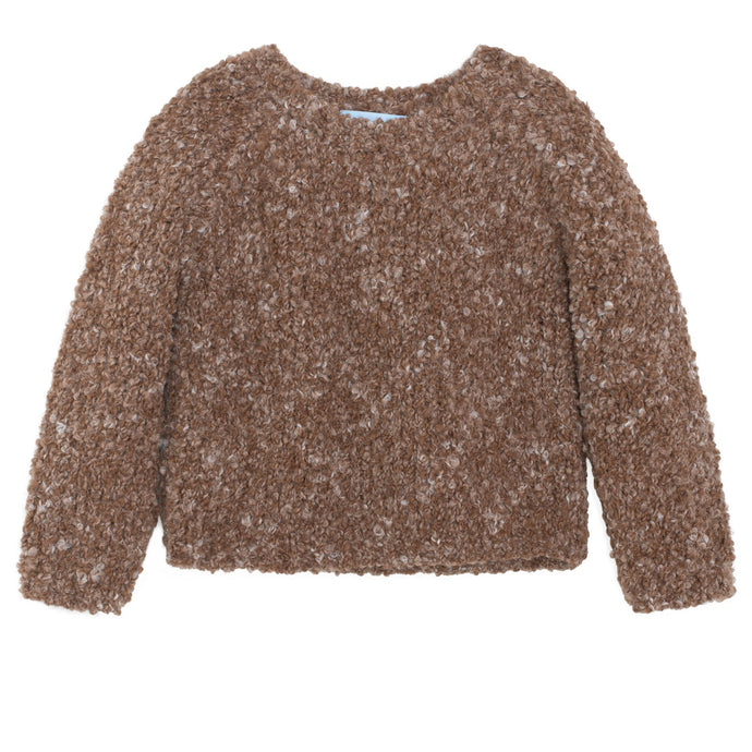 Brown textured sweater on a white background