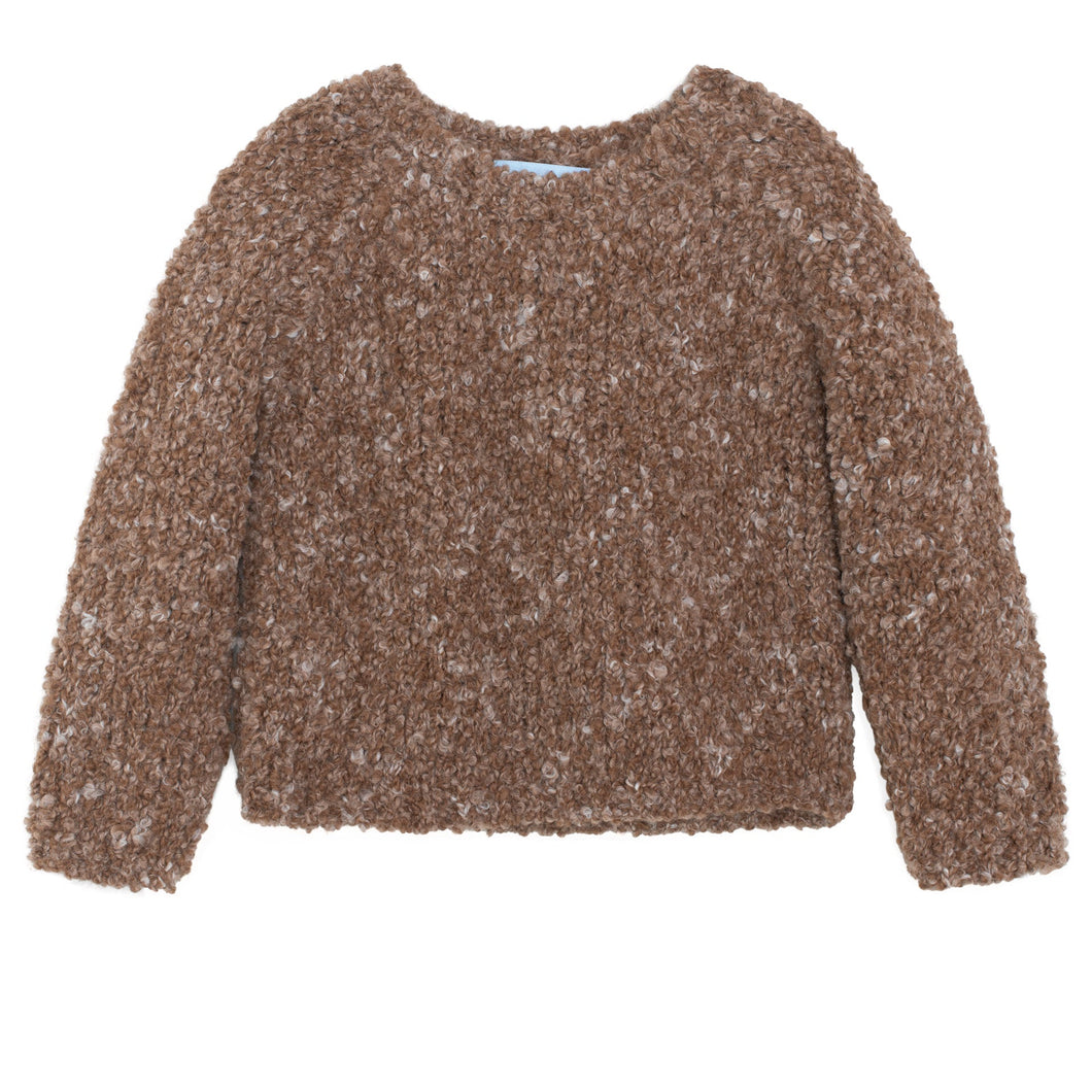Brown textured sweater on a white background