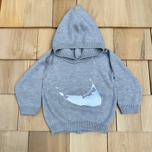 Hooded, Zip Back Baby Sweater with Image of Nantucket