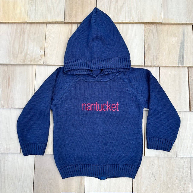 Hooded baby sweater with back zipper hotsell