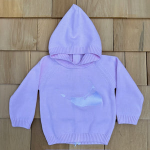 Hooded, Zip Back Baby Sweater with Image of Nantucket