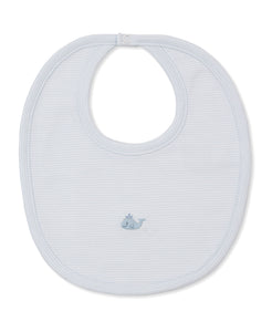 Crabs and Whales Hand Embroidered Bib- Blue