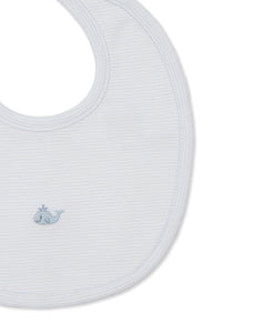 Crabs and Whales Hand Embroidered Bib- Blue