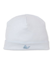 Load image into Gallery viewer, Crabs and Whales Hand Embroidered Hat- Blue
