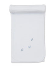 Load image into Gallery viewer, Crabs and Whales Hand Embroidered Blanket- Blue
