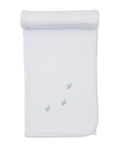 Crabs and Whales Hand Embroidered Blanket- Blue