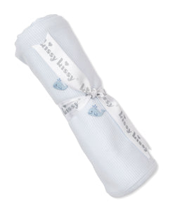 Crabs and Whales Hand Embroidered Blanket- Blue