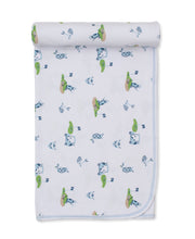 Load image into Gallery viewer, Roll of baby blanket with golf pattern on a white background
